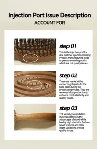 Hollow massage hairbrush, brown wooden texture detangling brush, scalp care styling tool