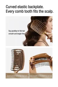 Curved hollow hair massage comb, elastic scalp relaxing vent brush for women daily styling.