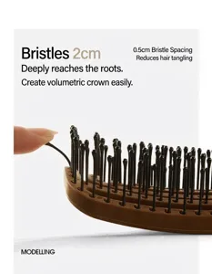 Korean hollow massage hair brush curved vent comb for women fluffy hair styling tool