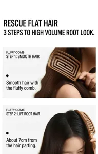 Hollow hair massage comb for women volume hair styling fluff up top hair root detail view