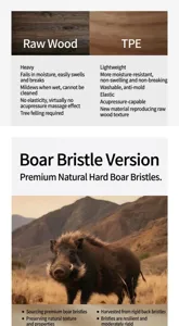 Natural boar bristle hair brush for women, scalp massage cushion comb for voluminous hair.