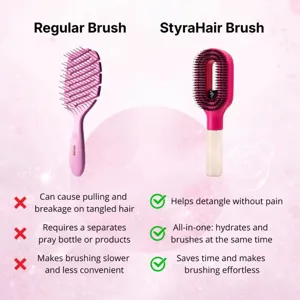 StyraHair spray hair brush with water spray handle, boar bristle detangling hair comb tool