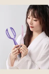 Twee-in-één siliconen shampoo borstel set, natte en droge hoofdhuid haar massager.