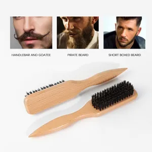 Men Beard Brush Hair Styling Comb Leopard Print Oil Head Brush Plastic Wooden Handle Hairdressing Tool