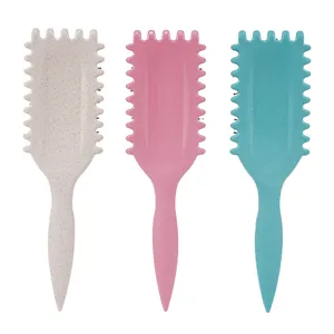 Professional curl defining hair brush with side notches and ergonomic handle for styling.