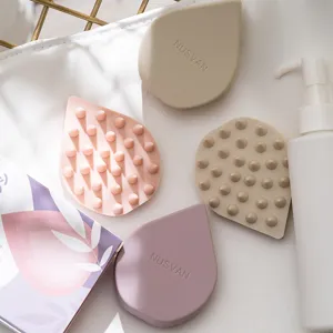 Cepillo de Silicona para Masaje Capilar Diseño de Lágrima con Cerdas Suaves para Lavado de Cabello y Cuidado del Cuero