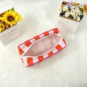 Colorful striped cosmetic bag large capacity makeup pouch portable travel toiletry bag