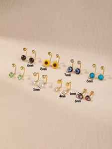 Stainless steel non pierced earring converter details, various sizes 4mm to 8mm options.