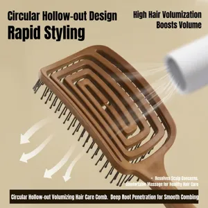 Hollow hair massage brush for women, lightweight styling tool for volume and scalp care.
