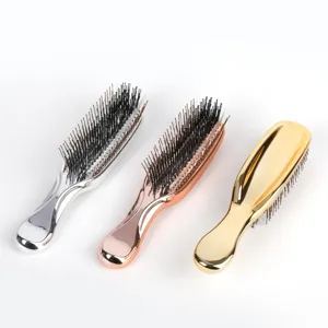 Ensemble de brosses à cheveux massantes galvanisées, usage humide et sec, poignée ergonomique.