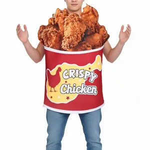 Costume de seau de poulet frit croustillant Halloween adulte drôle de fête cosplay