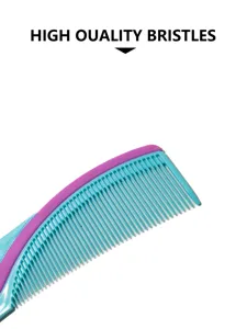 Plastic hair comb styling hair-dressing tool with dense teeth flat comb detail view