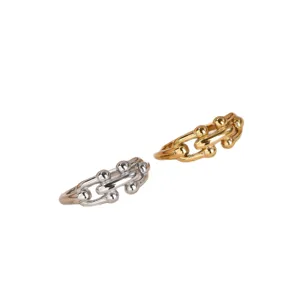 Roestvrij staal goud zilver ketting schakel ring vintage chunky bal sieraden mode