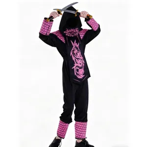 Kids Ninja Costume Role Play Outfit Hooded Top Pants Mask Set For Halloween Christmas Party Stage Performance