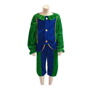 Disfraz de terciopelo verde y azul para ninos para Halloween, fiestas de carnaval y cosplay de escena.