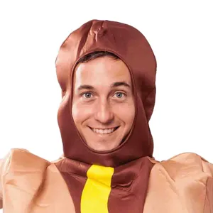 Costume de Hot-Dog Adulte Unisexe avec Capuche Tenue Cosplay de Nourriture Drôle Halloween Spectacle de Scène Fête Déguisement