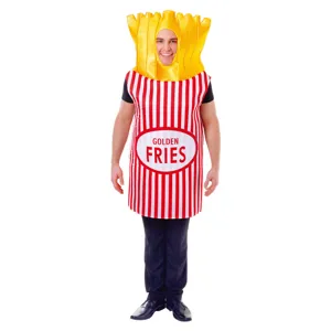 Funny french fries costume for adult party, cosplay, and Halloween stage performance wear.