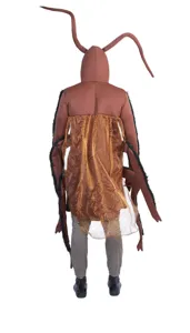 Vue détaillée du costume de cosplay de cafard drôle pour hommes pour spectacle de fête d'Halloween.
