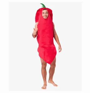 Adult funny red chili pepper costume for Halloween carnival cosplay party stage performance outfit.