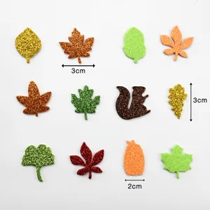 Autumn theme glitter EVA foam stickers, maple leaves and squirrel shapes for DIY crafts.