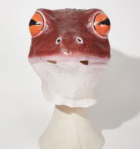 Detailed view of the red-eyed frog latex mask, showing realistic texture and finish.