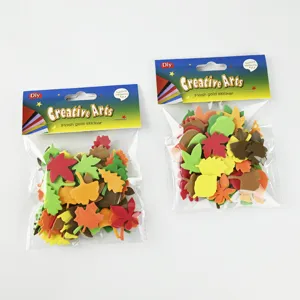 Autumn theme EVA foam stickers DIY handmade crafts children gifts colorful maple leaves