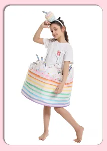 Kinder Regenbogen Torte Kostüm Set mit Haarreif für Party, Halloween und Karneval Bühnenshows.