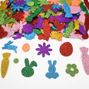 Kinder DIY EVA Schaumstoff Glitzer Aufkleber Ostern Cartoon Tiere Bunte Bastelaufkleber Für Kinder Handgemachte Kunst Dekoration