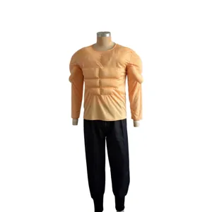 Adult Men Muscle Costume Fake Abs Cosplay Outfit Halloween Carnival Stage Performance Party Clothing Set