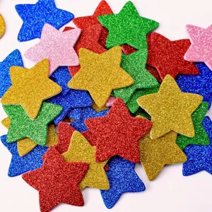 Kids DIY EVA Glitter Foam Stickers Colorful Stars And Hearts Self Adhesive Kindergarten Wall Decoration Craft Kit