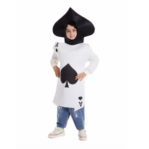 Costume de carte à jouer As de Pique pour enfants, tenue de cosplay amusante et vêtement de scène.
