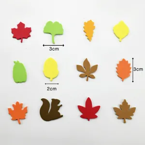 Colorful EVA foam autumn leaf stickers, DIY craft self-adhesive decorations for kids.