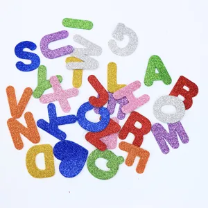 Glitzer Schaumstoff Buchstaben Aufkleber für DIY Basteln, bunte EVA Alphabet Patches.
