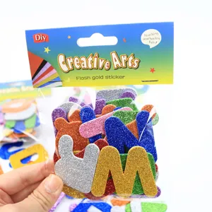 Glitter foam letter stickers for DIY crafts, colorful eva material for handmade projects.
