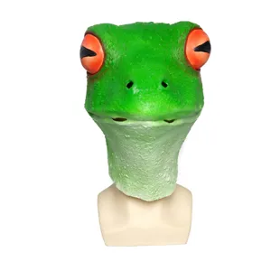Halloween green frog latex mask creepy animal costume party funny headgear accessory prop