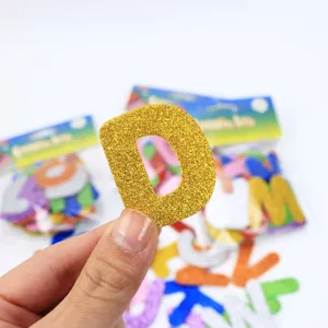 Glitzer EVA Schaumstoff Buchstaben Aufkleber funkelnde Alphabet DIY Bastelpatch Detail