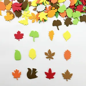 Colorful EVA foam autumn leaf stickers DIY craft supplies for kids kindergarten decoration