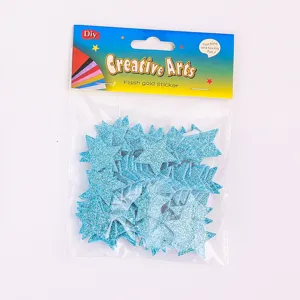 Blaue Glitzer-Foamschaumstoff Stern Aufkleber fuer Kinder DIY Handwerk und Dekoration.