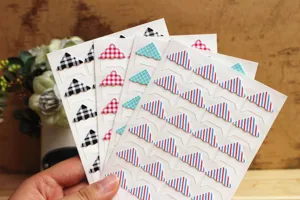 DIY autocollants de coin de photo rétro carreaux rayures scrapbooking papier adhésif