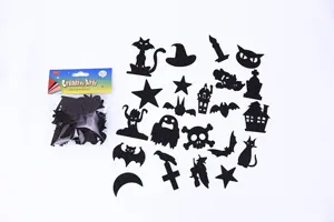 Halloween black glitter EVA foam stickers DIY spooky shapes for kids party decoration crafts