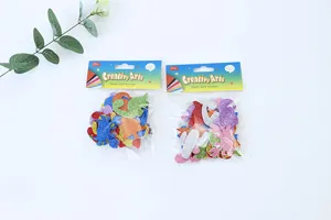 Children DIY glitter EVA foam stickers cartoon animal craft bulk pack detail view.