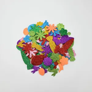 Bunte Glitzer EVA Schaumstoff Aufkleber, Oster Cartoon Tiere und Blumen Basteln Formen.