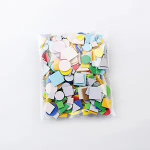 Colorful EVA foam geometric stickers for kids DIY crafts mosaic making, assorted shapes.