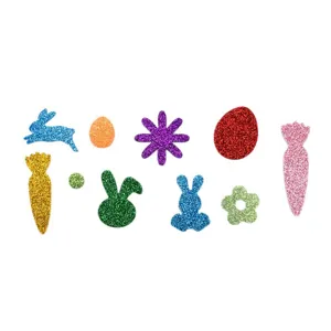 Kinder EVA Schaumstoff Glitzer Aufkleber Osterhase Karotte Ei Basteln DIY Deko Set