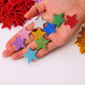 Glitzer Schaumstoff Sterne Aufkleber Detailansicht, farbige Bastelsterne für DIY Handarbeit.