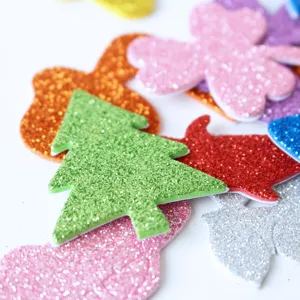 Glitter EVA foam stickers for kids DIY crafts, colorful assorted shapes and designs.