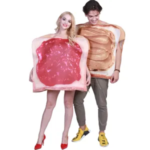 Costume de Cosplay d'Halloween Drôle Nourriture Pain Confiture Couple Scène Performance Tenue Unisexe Nouveauté Robe de Fête