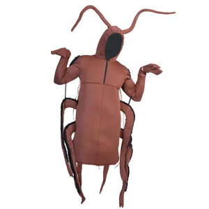 Costume de cosplay cafard drôle pour homme, combinaison insecte marron avec capuche.