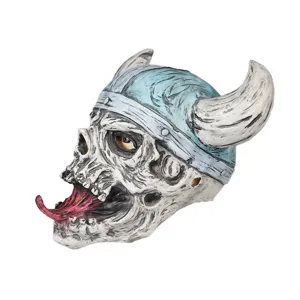 Halloween scary latex skull mask Viking helmet props for costume party ghost cosplay decoration.