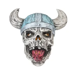 Halloween scary latex skull mask with Viking pirate helmet for party dress up props.